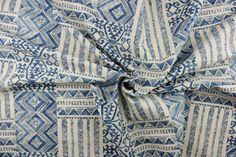 a blue and white patterned fabric