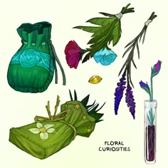 an image of flowers in vases and other things to draw on the paper sheet