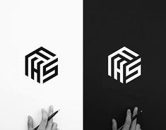 two different logos that appear to be made out of black and white paper