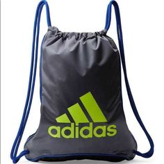 Adidas Shoulder Straps - Drawstring Closure Contrast Logo Print Backpack Purses, Adidas Grey, Black Bolt, Adidas Bags, Women's Backpacks, Gray Yellow, Grey Adidas, Backpack Purse, Womens Backpack