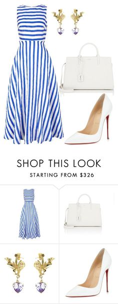 "style theory by Helia" by heliaamado on Polyvore featuring moda, L.K.Bennett, Yves Saint Laurent, Metal Couture e Christian Louboutin Polyvore Outfits Dresses, Chique Outfits, Blue Accessories, Church Outfits, Brunch Outfit, Mode Inspiration, Polyvore Outfits, Louboutin Shoes, Christian Louboutin Shoes