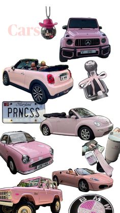 many different types of cars are shown in this collage with the words princess on them