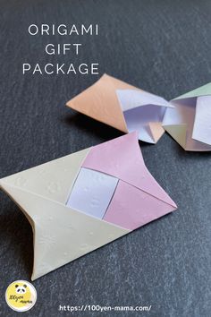 an origami gift package is shown with the text overlay that reads, origami gift package