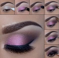 Soft Pink Smokey Eye Pictorial Eye Makeup Diy, Purple Eye Makeup Tutorial, Smokey Eyes Tutorial, Brown Eye Makeup Tutorial, Make Up Diy, Pink Smokey Eye, Make Up Designs, Smokey Eye Makeup Look, Maquillage On Fleek