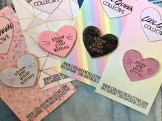 four valentine's day cards with different sayings on them and hearts in the middle