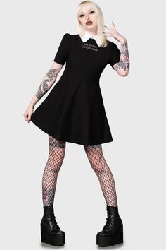 Blackest Heart Skater Dress | Killstar 50s Pencil Dress, Embroidery Text, Killstar Clothing, Killstar Dress, Dropkick Murphys, Black Label Society, Cradle Of Filth, Hollywood Undead, Gothic Metal