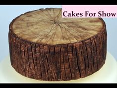 there is a cake made to look like a tree stump with the words cakes for show on it