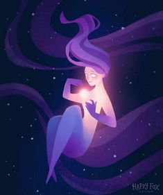 a mermaid holding a glowing light in her hand