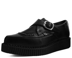 PRICES MAY VARY. TUKskin - The New Vegan Friendly Material Polishable Synthetic Faux Leather that is both Soft and Breathable Monk Buckle Strap Closure Low Sole Platform: 3/4 - 1.25 Inches Removable Gel Insoles Keep your style sharp with these classic pointed toe creepers that offers our same bold, iconic style in a vegan alternative option. Features an all-black upper made of our high quality TUKskin material — polishable synthetic faux leather that is both soft and breathable. Has a monk buckl Tuk Creepers Outfit, Creepers Outfit, Tuk Creepers, Creeper Outfit, Tuk Shoes, Creepers Shoes, All Black Fashion, Comfort Shoe, Shoes Outlet