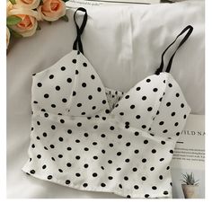 Polka Dot Printing Slim Sexy Tank Top – Tomscloth Summer Stretch Polka Dot Tops, Stretch Polka Dot Tops For Summer, Stretch Polka Dot Summer Tops, Cute Fitted Polka Dot Tops, Fitted Cute Polka Dot Tops, Fitted Polka Dot Cute Tops, Slim Tank Top, Floral Cami, Y2k Aesthetic Outfits