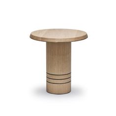 a round wooden table on a white background