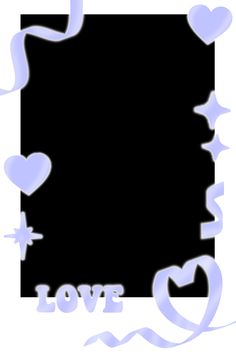 a black and white photo with blue hearts on it's border, in the shape of a square