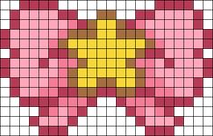 a cross stitch pattern in pink, yellow and brown