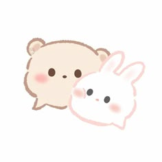 a white bear and a pink bunny face