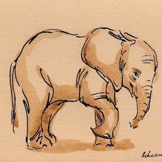 a drawing of an elephant standing in the dirt