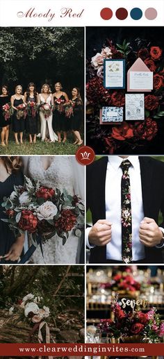 a collage of photos with flowers and wedding colors in the same color palettes