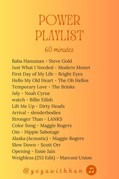 the power playlist is shown in orange and yellow