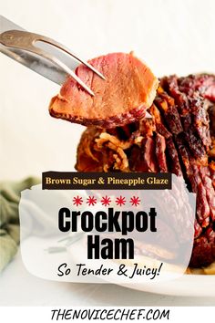 there is a fork in the crockpot ham