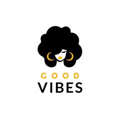 the logo for good vibes with an image of a woman's hair and hoop earrings