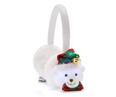 Dress up in these bear-y cute earmuffs during an ugly sweater party or Christmas dinner! They're soft, white fur each as an adorable polar bear that lights and flashes through a circle of lovely coloring. Featuring extra details such as bells, tiny Santa hats and bow ties, these earmuffs are a wonderful holiday outfit statement! Bear Earmuffs, Cute Earmuffs, Santa Hats, Ugly Sweater Party, Holiday Outfit, Winter Wonder, White Fur, Earmuffs, A Circle