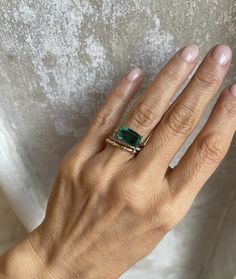 Jessica Mccormack, Elongated Cushion, Emerald Cut Rings, Claw Setting, Dream Engagement Rings, Bling Rings, Put A Ring On It, East West, Jewelry Inspo