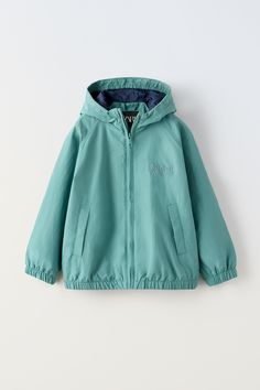 LIGHTWEIGHT HOODED JACKET - Aquamarine | ZARA India Blazer Dress, High Collar, Linen Shirt, Zip Up, Hooded Jacket, Aquamarine