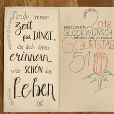 an open notebook with writing on it and a drawing in the middle that says german