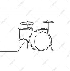 a drawing of a drum set on a white background