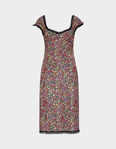 Effortlessly chic MALIBU MIDI DRESS by Betsey Johnson, designed with a cute floral print and luxe lace trims to give a flattering feminine look. Polyester 100% Hand wash cold, lay flat to dry Imported Betsey Johnson Dress, Fashion Masks, Dress Flats, Midi Dress Black, Shoes Sandals Heels, Dresses Outfits, Lace Trims, Feminine Look, Summer Trends