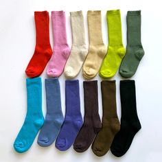 These midweight dyed cotton socks are made at a small factory in Toronto. They are Okayok's best-selling socks because they are soft, comfortable, thick and durable yet breathable, and available in a wide variety of beautiful colors. I love the pairs I have! They're the perfect year-round cotton sock and are the thickest and softest I've ever owned. They come up higher than most other crew socks and hit about mid-calf, making them great for wearing with boots. Made in Canada Colourful Socks, Color Socks, Grooming Shop, Gift Inspo, Style Comfortable, Skin Diseases, Weekend Style, Hair Accessories Jewelry, Clothing Care