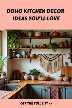 Boho Kitchen Decor Ideas You'll Love Rustic Boho Kitchen, Rustic Shelving, Latest Kitchen Designs