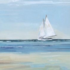 a painting of a sailboat in the ocean