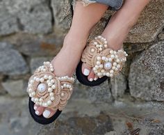 Crochet Wrist Warmers, Beach Wedding Sandals, Shoes Fashion Photography, Comfy Wedges, Sandals Luxury, Cinderella Shoes, Bridal Sandals, Beautiful Sandals