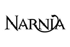 the word narnia written in black ink on a white background with an arrow