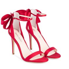 Bella Belle maeve Red 4-Inch Heels with Silk Bow Red Bow Heels, Flat Sandals Wedding, Crystal Wedding Shoes, Wedding Shoes Low Heel, Ivory Wedding Shoes, Wedding Shoes Lace, Embroidered Shoes