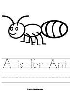 an ant is for ant worksheet with the letter i in it's center