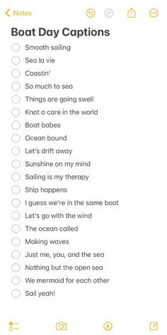 the boat day captions checklist is shown