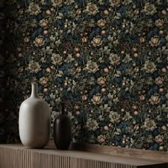 Dark Moody Floral Garden Wallpaper {Botanical Bliss} – Sckribbles Moody Dining Room, Black Floral Wallpaper, Moody Bathroom, Bedroom Wallpaper Ideas, Portrait Quotes, Moody Wallpaper, Wallpaper Botanical, Nature Room, Dark Florals