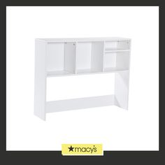 an image of a white desk with shelves on the bottom and one shelf below it