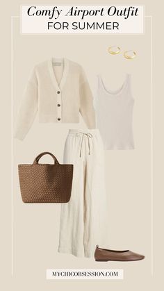 Comfy Airport Outfits to Elevate Your Summer Travel Wardrobe - MY CHIC OBSESSION Comfy Weekend Outfit Summer, Steakhouse Dinner Outfit Summer, Comfy Airport Outfit Summer, Outfit Traveling, Egypt Holiday, Summer Weekend Outfit, Weekend Clothing, Comfy Airport Outfit