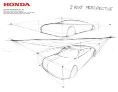 two point perspective drawings of cars