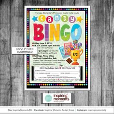 an image of a flyer for the candy casino event with text reading candy bino