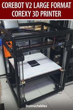 an image of a 3d printer with text overlay that reads corebot v2 large format