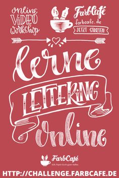 a poster with the words reine lettering online and an image of coffee cups on it