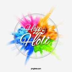 colorful happy holi background with the words on it and splashing paint in the middle