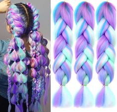 PRICES MAY VARY. 1.【Weight& Length】: 3packs/order,95-105 Gram/pack, Fold Length 24 Inch, Unfold Length 48 Inch. 2.【Material】: Our Jumbo Braiding Hair Extensions Made With High Temperature Synthetic Fiber， Natural feeling, softer, lighter with more natural body complement ,Recognized as the best quality heat-friendly synthetic fibers by hair industry. 3.【Usage】:Daily Use, Office, Performance, Party, Wedding, Holiday, Festival, Role-playing, etc. The Ombre Jumbo Braiding Hair Makes You Stand Out F Kanekalon Braiding Hair, Jumbo Braiding Hair, Crochet Box Braids, Rainbow Hair Color, Crochet Hair Extensions, Colored Hair Extensions, Ombre Hair Extensions, Braids With Extensions, Braid Hair