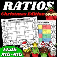 christmas cupcakes and santa clause worksheet for the 5th - 6th grade