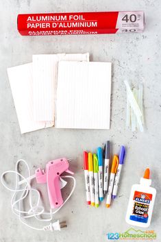 the supplies needed to make this diy craft include pens, glue, and paper