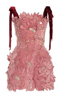 Bow-Detailed Lace Mini Dress By Oscar De La Renta | Moda Operandi Lace Mini Dress, 2024 Collection, Fancy Dresses, Moda Operandi, Classy Outfits, Pretty Dresses, Fashion Inspo Outfits, Beautiful Dresses, Light Pink