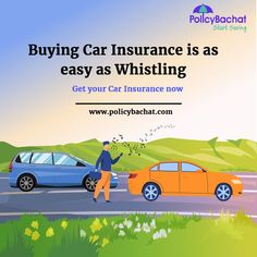 a car that is on the road with text saying buying car insurance is as easy as wishing get your car insurance now